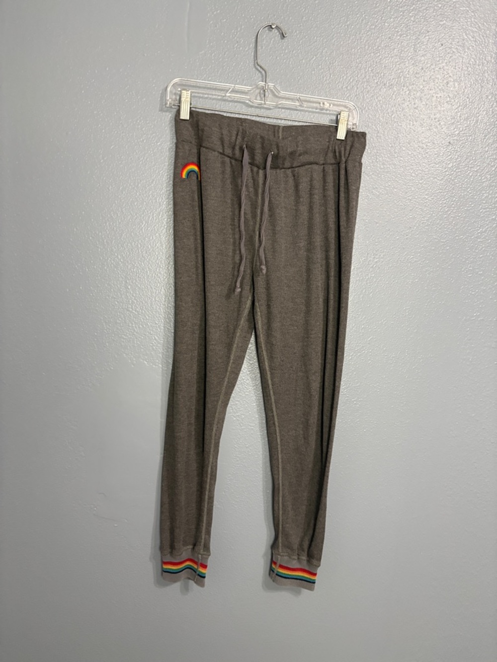 Aviator Nation Gray Jogger Pants with Rainbow Trim